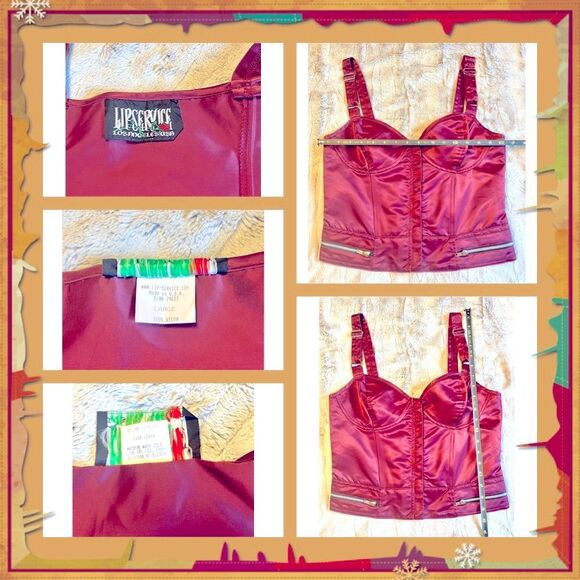 Vintage Lip Service Burgundy Skirt with Cargo Pockets & Top Set SZ Large - Picture 5 of 11